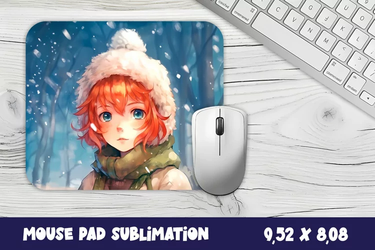 Mouse pad, sublimation, winter girl mouse pad design