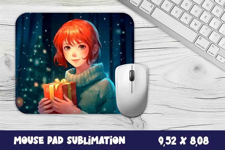 Mouse pad, sublimation, mouse pad design girl with gift