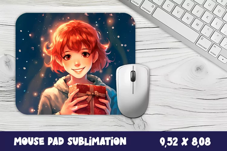 Mouse pad, sublimation, mouse pad design girl with gift