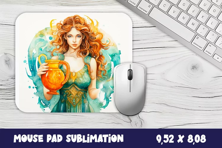 Aquarius Mouse Pad Sublimation Design, Astrology Sublimation