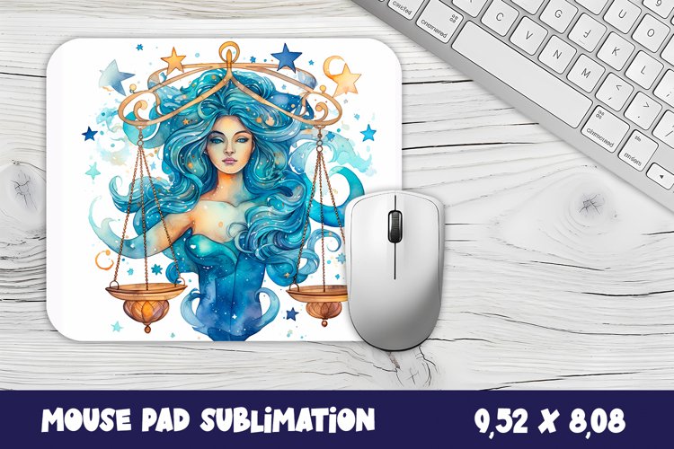 Libra Zodiac Sign Mouse Pad Design, Astrology Sublimation