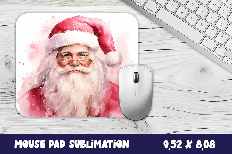 Watercolor Santa Claus MousePad | Christmas Mouse