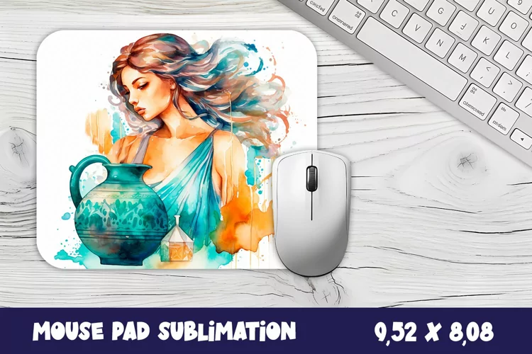 Aquarius Mouse Pad Sublimation Design, Astrology Sublimation