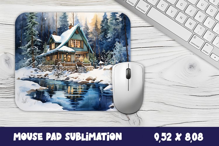 Christmas mouse pad winter/village sublimation example image 1