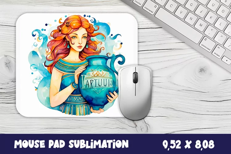 Aquarius Mouse Pad Sublimation Design, Astrology Sublimation