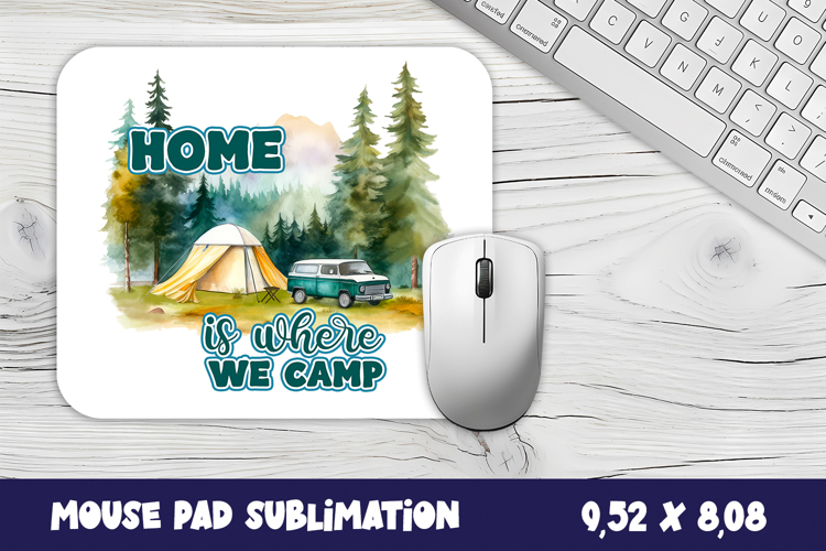 Camping Mouse Pad Sublimation Design, watercolor Forest