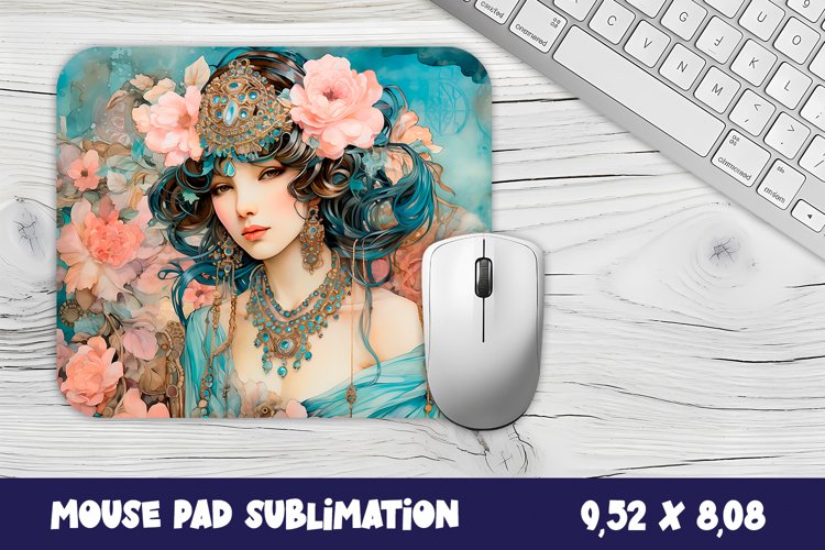 Mouse pad design | Vintage girl Mouse Pad Sublimation example image 1