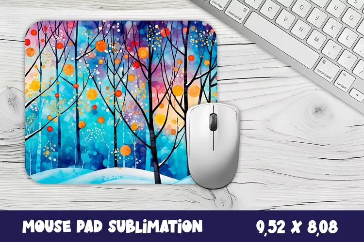 Winter forest mouse pad winter/village sublimation