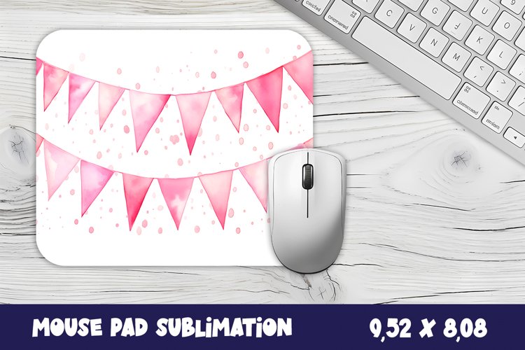 Pink birthday flags| Sublimation mouse pad