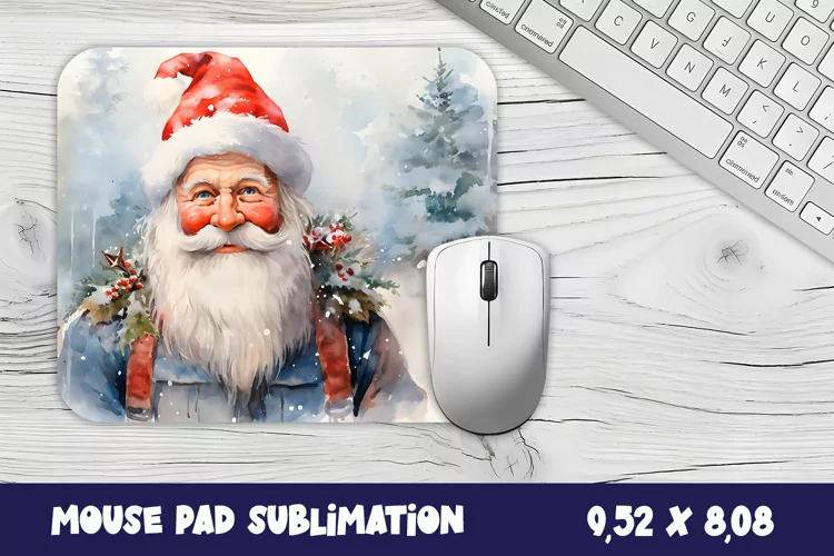 Santa Claus in the winter forest mouse pad winter/village