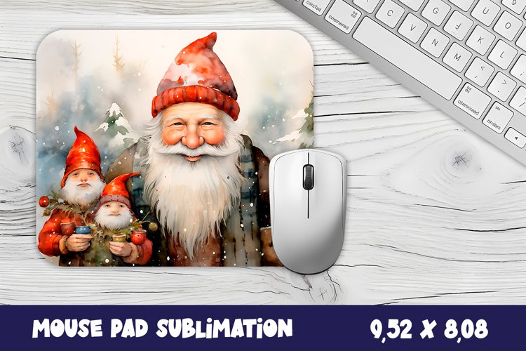 Santa Claus in the winter forest mouse pad winter/village example image 1