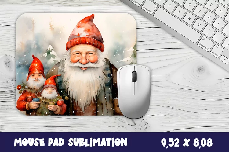 Santa Claus in the winter forest mouse pad winter/village