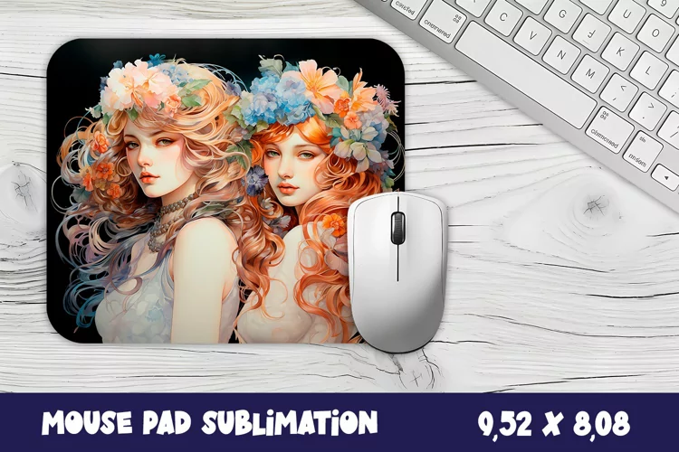 Mouse pad design | Vintage girl Astrology Sublimation