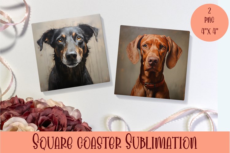 Cute dog Square Coaster Sublimation Design