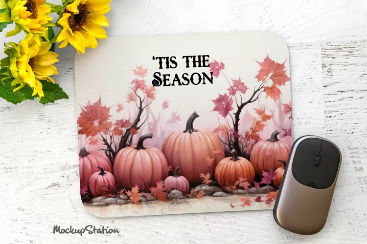 Pink Pumpkins Mouse Pad Halloween | Tis The Season