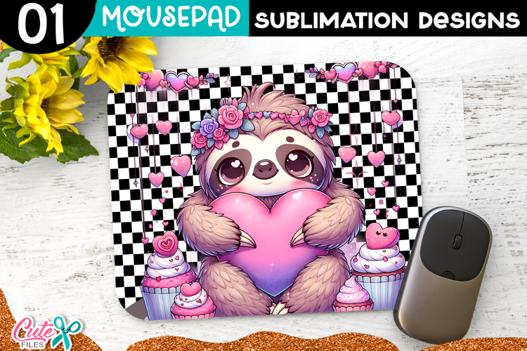 Valentines Day Sloth | Mouse pad Sublimation Design