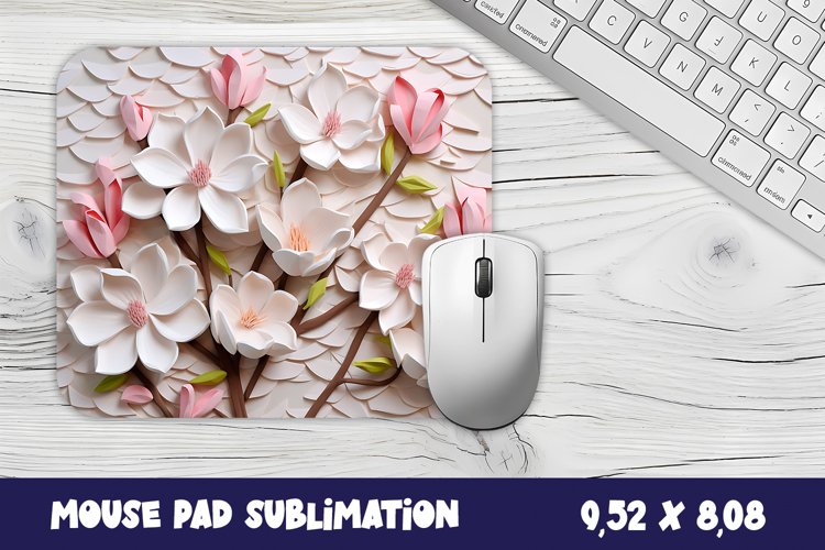 Flowers Mouse Pad Sublimation. 3D Flowers Mouse Pad example image 1
