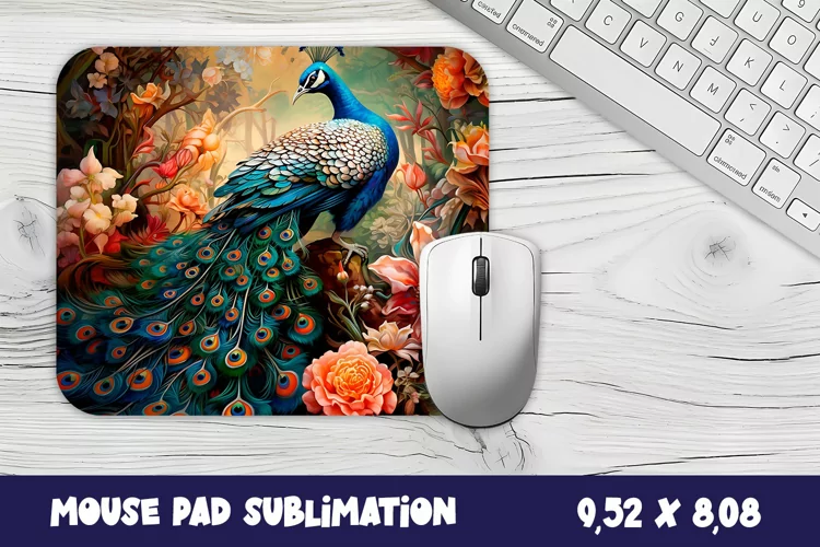 Peacock Mouse Pad Sublimation. Peacock Mouse Pad
