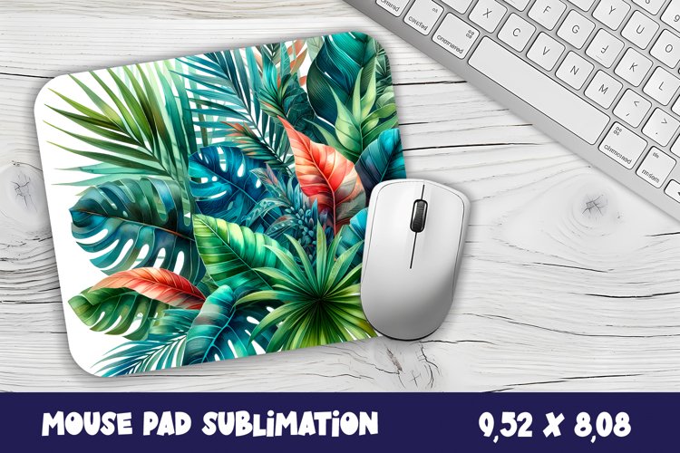 Tropical Mouse Pad Sublimation. Tropical Leaves Mouse Pad example image 1
