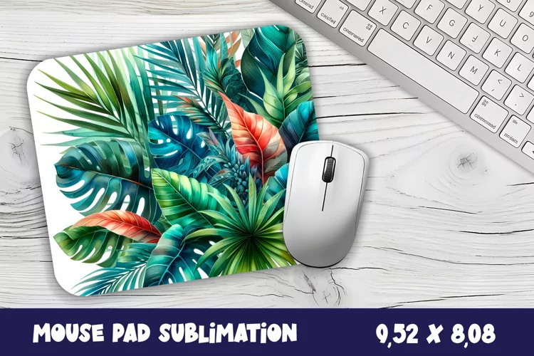 Tropical Mouse Pad Sublimation. Tropical Leaves Mouse Pad