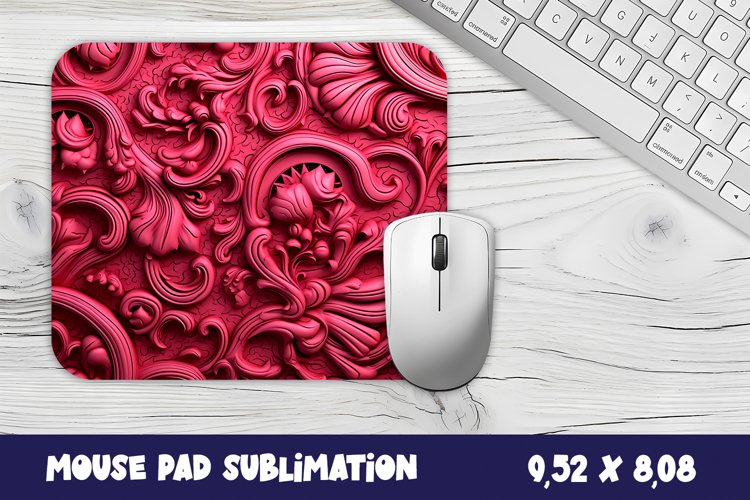 Embossed Pink Leather 3d Mouse Pad Sublimation. example image 1