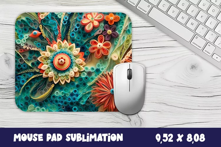 3d Paper flowers Mouse Pad Sublimation. 3D Flowers Mouse Pad