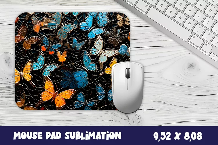 3d Butterflies Mouse Pad Sublimation. 3D Flowers Mouse Pad