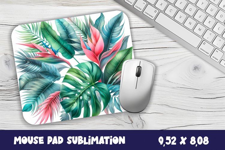 Tropical Mouse Pad Sublimation. Tropical Leaves Mouse Pad example image 1