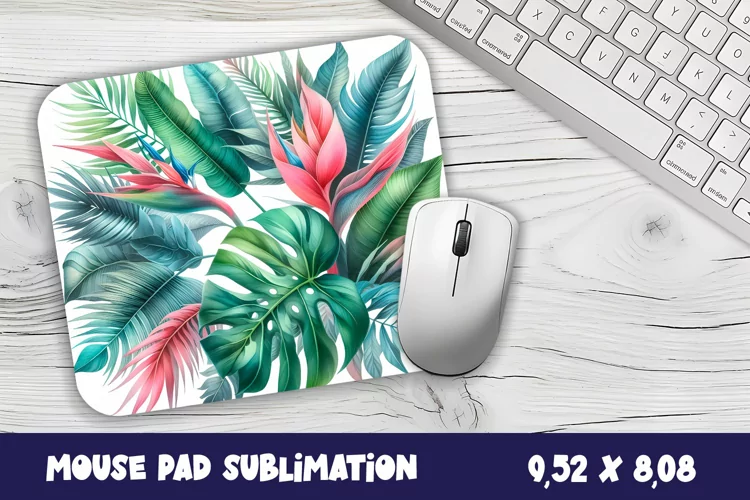 Tropical Mouse Pad Sublimation. Tropical Leaves Mouse Pad