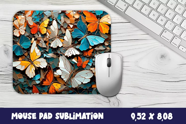 3d Butterflies Mouse Pad Sublimation. 3D Flowers Mouse Pad
