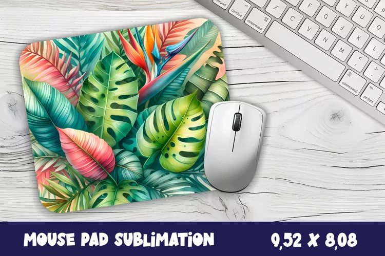 Tropical Mouse Pad Sublimation. Tropical Leaves Mouse Pad