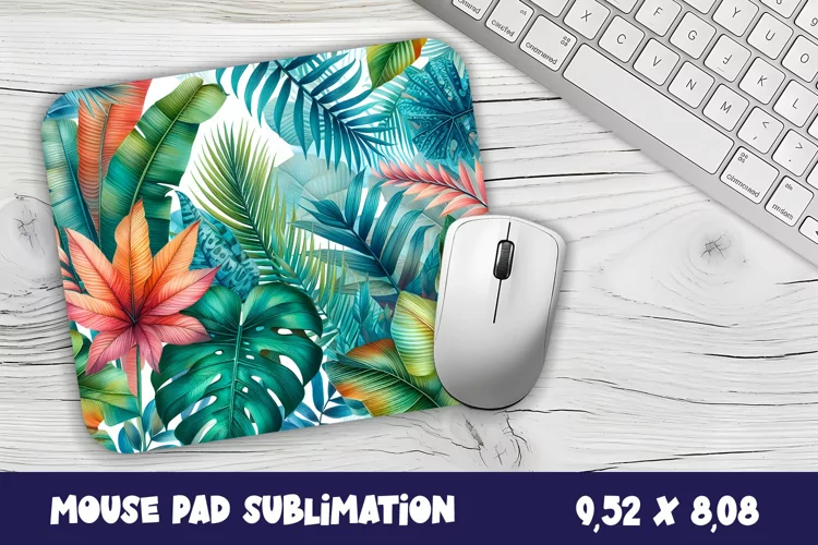 Tropical Mouse Pad Sublimation. Tropical Leaves Mouse Pad