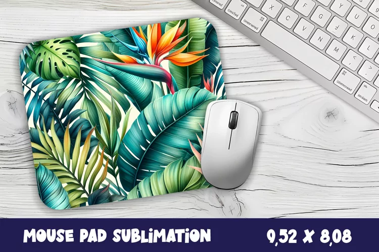 Tropical Mouse Pad Sublimation. Tropical Leaves Mouse Pad