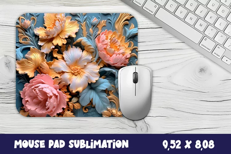 Flowers Mouse Pad Sublimation. 3D Flowers Mouse Pad