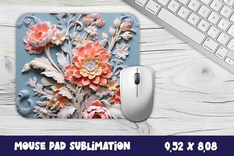 Flowers Mouse Pad Sublimation. 3D Flowers Mouse Pad