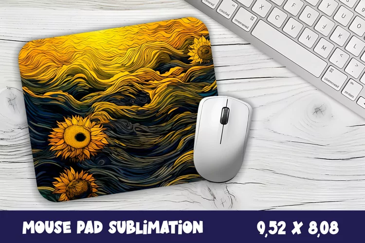 Sunflowers Mouse Pad Design, Sunflowers Sublimation Design