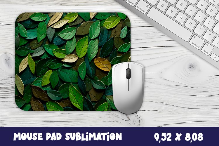 Green leaves 3d Mouse Pad Sublimation. Leaves Mouse Pad