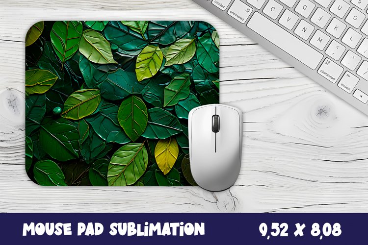 Green leaves 3d Mouse Pad Sublimation. Leaves Mouse Pad example image 1