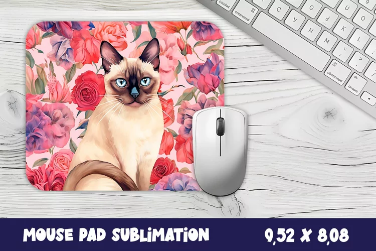 Animal Mouse Pad Sublimation Design | Siamese cat mouse pad