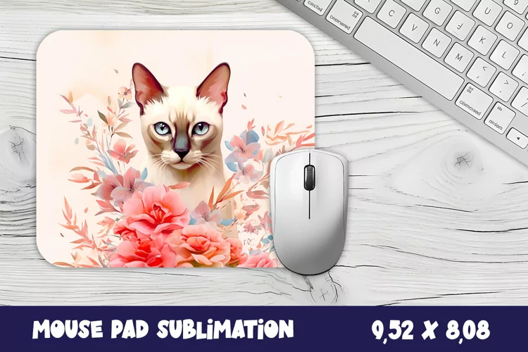 Animal Mouse Pad Sublimation Design | Siamese cat mouse pad