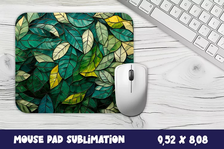 Green leaves 3d Mouse Pad Sublimation. Leaves Mouse Pad