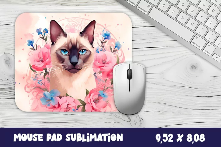 Animal Mouse Pad Sublimation Design | Siamese cat mouse pad