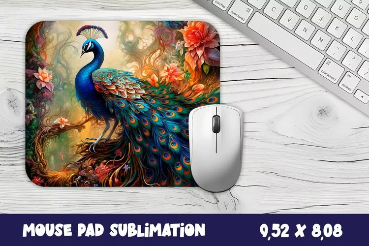 Peacock Mouse Pad Sublimation. Peacock Mouse Pad