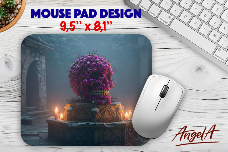 3d Skull Mouse pad sublimation design, Gothic Halloween PNG