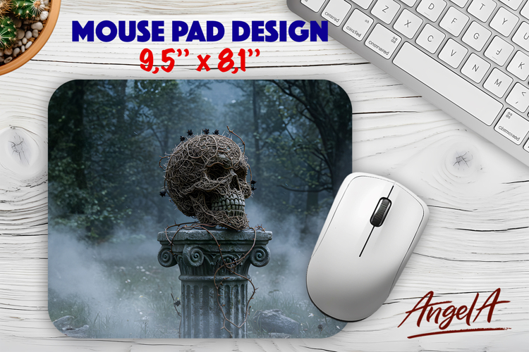 3d Skull Mouse pad sublimation, Gothic horror Halloween PNG
