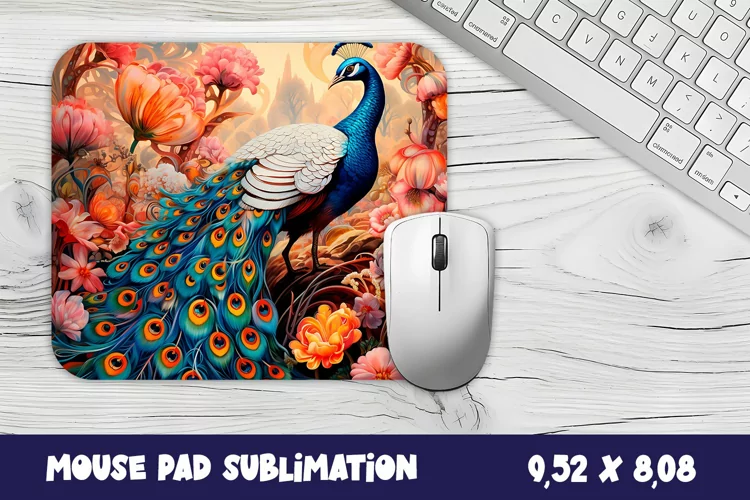 Peacock Mouse Pad Sublimation. Peacock Mouse Pad