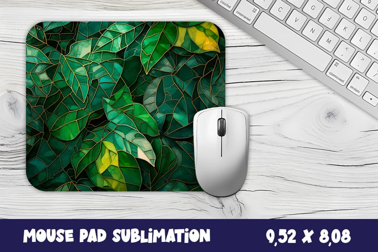 Green leaves 3d Mouse Pad Sublimation. Leaves Mouse Pad example image 1