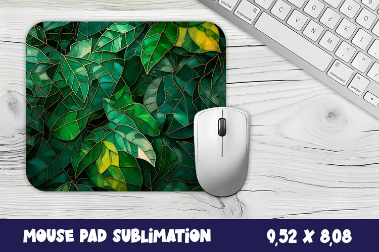 Green leaves 3d Mouse Pad Sublimation. Leaves Mouse Pad