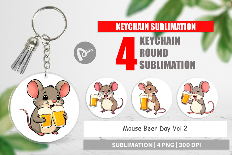 Keychain Mouse Beer Day