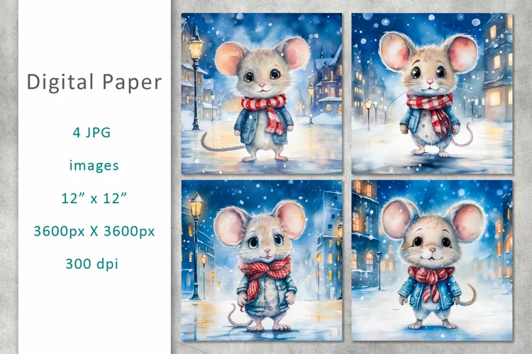 Mouse watercolor Digital Paper/Background